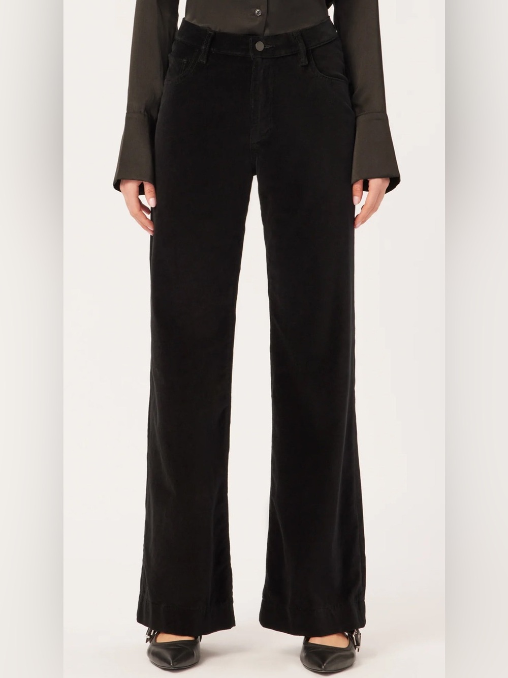DL1961 Hepburn Voodoo Black Velvet Wide-Leg Jeans High Rise Size 31 NWT